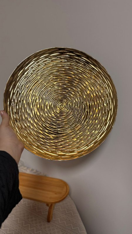 صينية دائرية نحاسية للديكور أو الفواكة حجم كبير 🤎